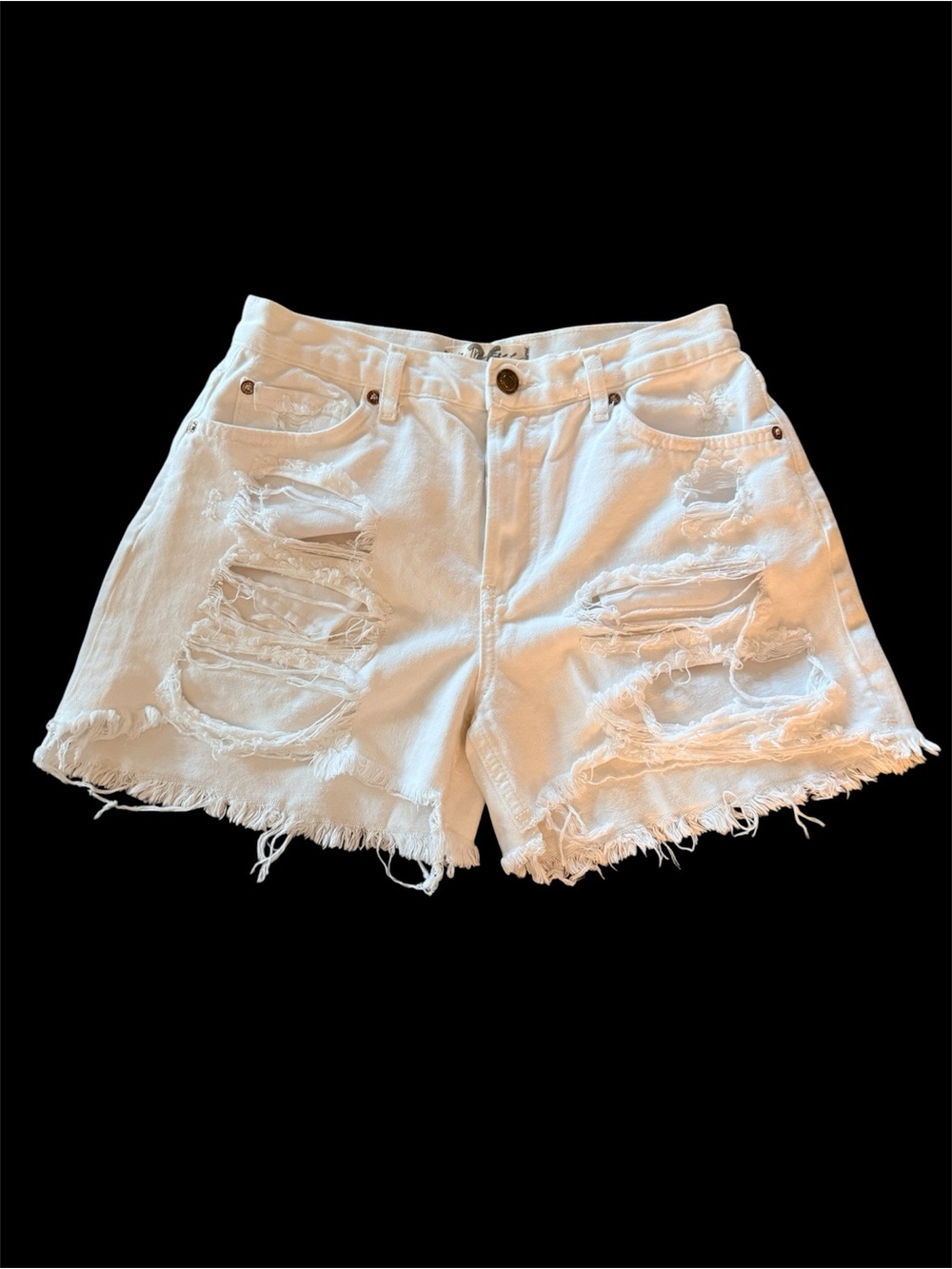 We The Free White Distressed Denim Cutoff Shorts